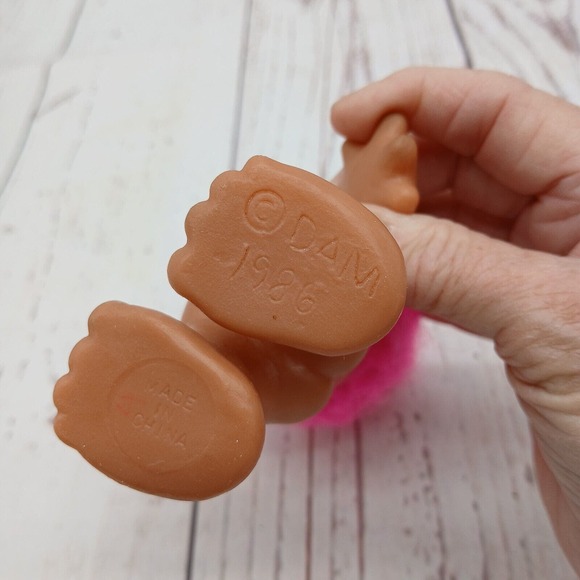 1986 Dam Troll Doll Pink Hair Vintage Mouth Open 5 In - Picture 6 of 6